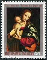 N°2136-1970-HONGRIE-TABLEAU-LA VIERGE ET L'ENFANT-40FI