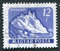 N°1335B-1960-HONGRIE-CHATEAUX-SZIGLIGET-12FI-VIOLET BLEU