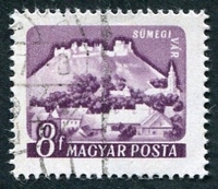 N°1335-1960-HONGRIE-CHATEAUX-SUMEG-8FI-LILAS