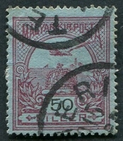 N°0100-1913-HONGRIE-COURONNE OISEAU TURUL-50FI-CARMIN/AZURE