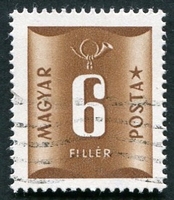 N°0186-1952-HONGRIE-6FI-BRUN CHOCOLAT