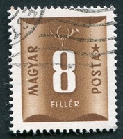 N°0187-1952-HONGRIE-8FI-BRUN CHOCOLAT