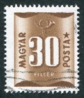 N°0191-1952-HONGRIE-30FI-BRUN CHOCOLAT