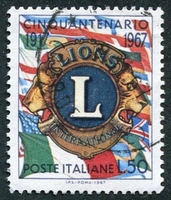 N°0987-1967-ITALIE-50 ANS DU LIONS INTERNATIONAL-50L