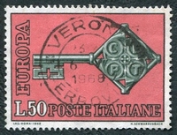 N°1010-1968-ITALIE-EUROPA-CLEF-50L-NOIR ROSE ARDOISE