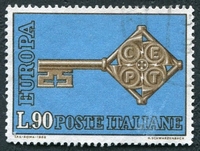 N°1011-1968-ITALIE-EUROPA-CLEF-90L-NOIR BLEU ET BRUN