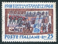 N°1023-1968-ITALIE-50 ANS VICTOIRE-GUERRE POSITION-25L
