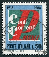 N°1028-1968-ITALIE-CINQUANTENAIRE COMPTES COURANTS-50L
