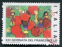 N°1413-1979-ITALIE-21E JOURNEE DU TIMBRE-DESSIN D'ENFANT-150