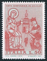 N°1169-1974-ITALIE-MOSAIQUES-VIERGE ET ROI GUILLAUME II-50L