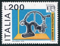 N°1276-1976-ITALIE-MACHINE A OBLITERER A MAIN-200L