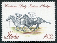 N°1622-1984-ITALIE-CHEVAUX-CENT DU DERBY ITALIEN GALOP-400L