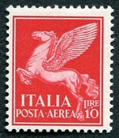 N°017-1930-ITALIE-CHEVAL AILE-10L-ROSE ROUGE