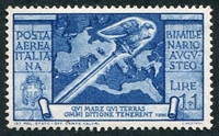 N°105-1937-ITALIE-CARTE DE L'EMPIRE ROMAIN-1L+1L-BLEU