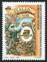 N°2164-1996-ITALIE-FACTEUR ET VOITURE POSTALE ANCIENNE-500L
