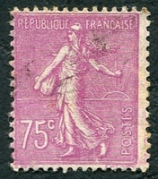 N°0202-1924-FRANCE-TYPE SEMEUSE LIGNEE-75C-LILAS ROSE
