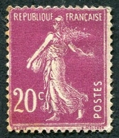 N°0190-1924-FRANCE-TYPE SEMEUSE FOND PLEIN-20C-LILAS ROSE