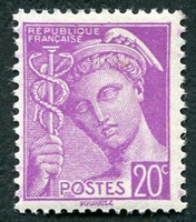 N°0410-1938-FRANCE-TYPE MERCURE-20C-LILAS