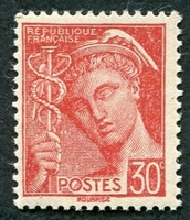N°0412-1938-FRANCE-TYPE MERCURE-30C-ROUGE
