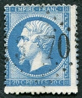N°0022-1862-FRANCE-LOUIS NAPOLEON-20C-BLEU