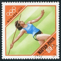 N°2238-1972-HONGRIE-SPORT-JO DE MUNICH-JAVELOT-80FI