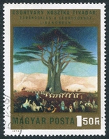 N°2318-1973-HONGRIE-TABLEAU-PELERINAGE CEDRE AU LIBAN-1FO50