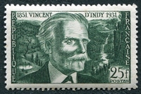 N°0890-1951-FRANCE-VINCENT D'INDY-COMPOSITEUR-25F-VERT FONCE