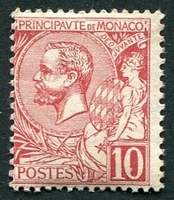 N°0023-1901-MONACO-PRINCE ALBERT 1ER-10C-ROUGE