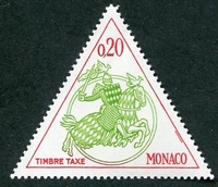 N°66-1980-MONACO-CHEVALIER EN ARMURE-20C-ROUGE ET VERT JAUNE