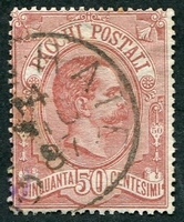 N°003-1884-ITALIE-HUMBERT 1ER-50C-CARMIN