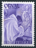 N°0559-1941-BELGIQUE-ABBAYE ORVAL-ART DU VITRAIL-50C+65C