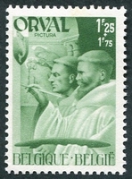 N°0562-1941-BELGIQUE-ABBAYE ORVAL-PEINTURE-1F25+1F75
