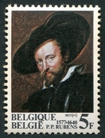 N°1855-1977-BELGIQUE-PORTRAIT DE RUBENS-PEINTRE-5F