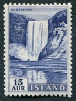 N°261-1956-ISLANDE-CHUTES DE SKOGA-15A-BLEU FONCE