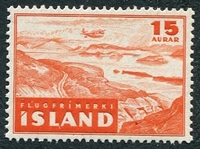 N°21-1947-ISLANDE-AVION AU DESSUS DE THINGVELLIR-15A-ROUGE