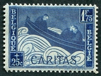 N°0252-1927-BELGIQUE-CARITAS-1F75+25C-BLEU