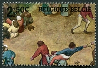 N°1438-1967-BELGIQUE-TABLEAU-JEUX D'ENFANTS-BREUGHEL-2F+50C