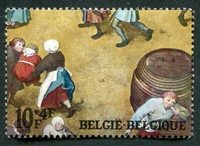 N°1441-1967-BELGIQUE-TABLEAU-JEUX D'ENFANTS-BREUGHEL-10F+4F