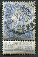 N°0060-1893-BELGIQUE-ROI LEOPOLD II-25C-BLEU