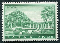 N°0732-1961-GRECE-SITE-OLYMPIE-1D50-VERT JAUNE