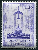 N°47-1967-VATICAN-AVION AU-DESSUS DE ST PIERRE-20L-VIOLET