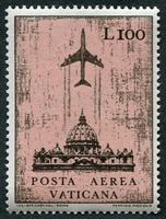 N°50-1967-VATICAN-AVION AU-DESSUS DE ST PIERRE-100L