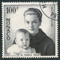 N°0489-1958-MONACO-PRINCESSE GRACE ET PRINCE ALBERT-100F