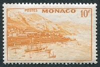 N°0311A-1948-MONACO-RADE ET PORT MONTE CARLO-10F-JAUNE ORANG