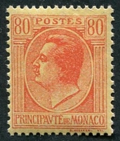 N°0093-1924-MONACO-PRINCE LOUIS II-80C-ROUGE S/JAUNE