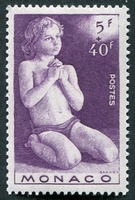 N°0290-1946-MONACO-PRIERE DE L'ENFANT-5F+40F-LILAS
