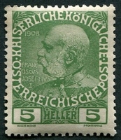 N°0104-1908-AUTRICHE-FRANCOIS JOSEPH 1ER-5H-VERT