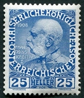 N°0109-1908-AUTRICHE-FRANCOIS JOSEPH 1ER-25H-BLEU