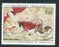 N°1555-1968-FRANCE-PEINTURE GROTTE DE LASCAUX