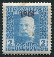 N°142-1918-BOSNIE H-FRANCOIS JOSEPH 1ER-2H-BLEU
